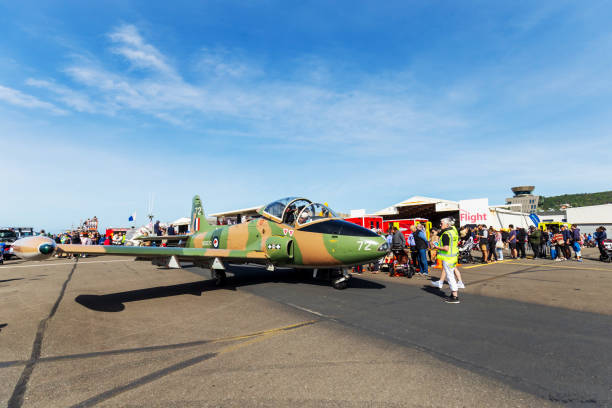 Wellington, New Zealand - March 31, 2024: Up Close and Personal, BAC 167 Strikemaster Mk88 Unveiled for Public Viewing at Life Flight Open Day 2024