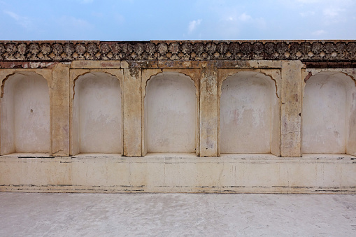 The columned wall of the Amber Palace