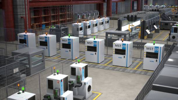 istock Industrial facility showcasing rows of high tech machines with control panels 2150885833