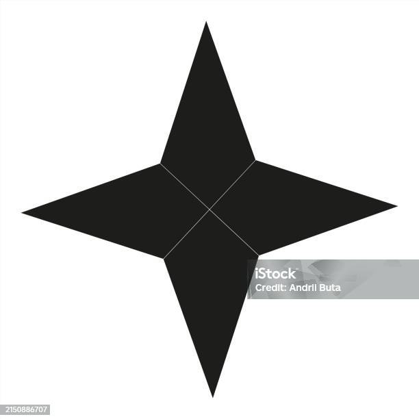 Four Point Star Texture Black Fourpoint Star Shape For Modern Graphic Designs Stock Vector ...