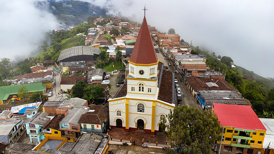 Armenia Mantequilla, Antioquia - Colombia. April 28, 2024. Municipality founded on September 21, 1868, Aerial photography with drone