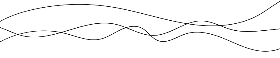 Thin curved wavy lines. Three black wavy lines on white background. Vector illustration