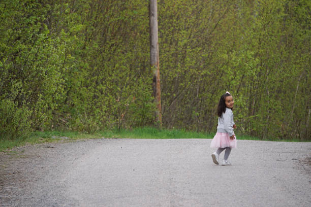 A child walking on the road