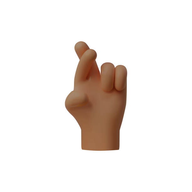 istock Vector illustration of a 3D hand with crossed fingers for luck on a white background 2150895751