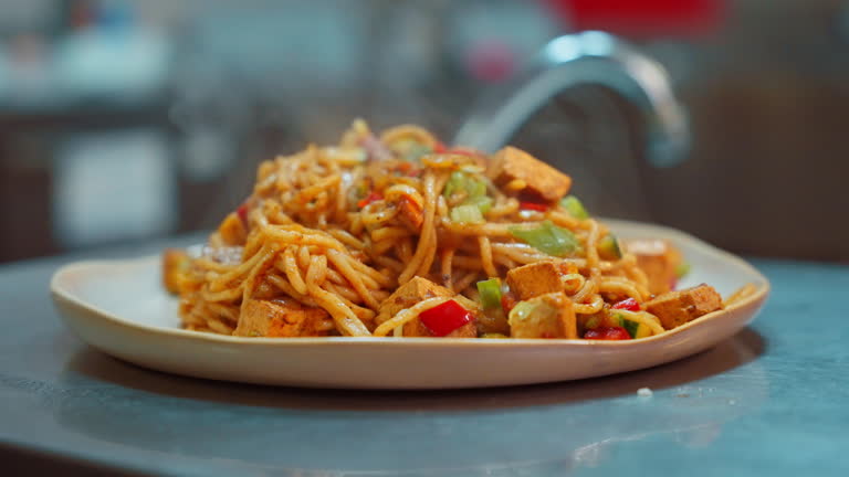 Savory Asian Noodle Dish in Focus at Local Restaurant