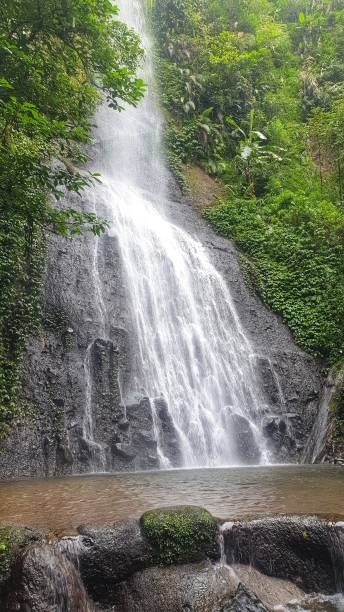 istock A stunning waterfall cascading down a rocky cliff surrounded by lush green vegetation 2150897969