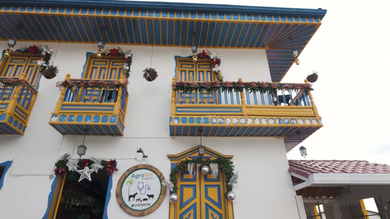 Vibrantly adorned balconies of Salento, a display of Colombian heritage