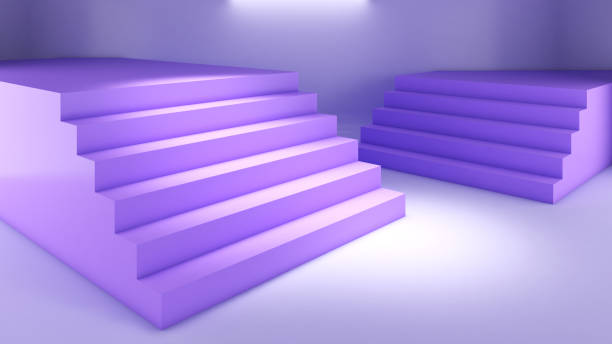 istock purple stand on a purple background,mock up podium for product presentation,3D rendering 2150902291