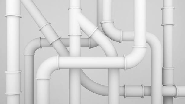 conceptual  a water pipe system operatesWhite pipe on a white background, plumbing and construction industry.,3d rendering