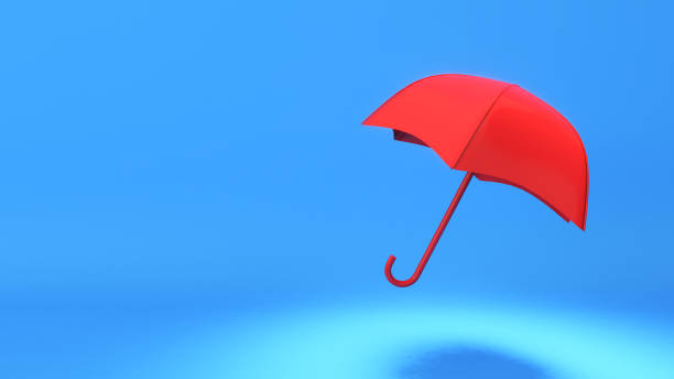 istock red umbrella on blue background ,Safety and Protection security. ,3d rendering 2150902633