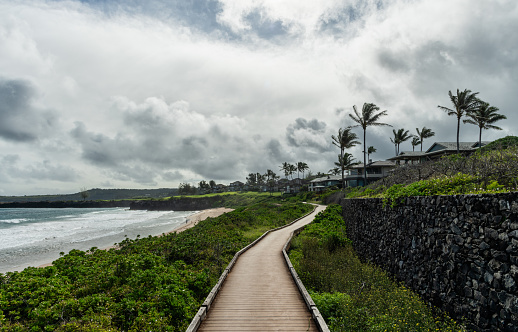 Scenic Maui coastal vista on a beautiful overcast morning, Hawaii