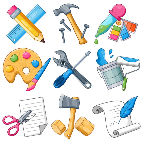 istock Set of Work Tool Cartoon Vector illustration. Collections Of Industrial Tools Icons Concept 2150904201