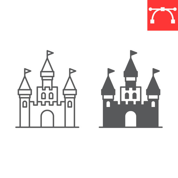 Castle line and glyph icon Castle line and glyph icon, building and architecture , fairytale palace vector icon, vector graphics, editable stroke outline sign, eps 10. castle stock illustrations