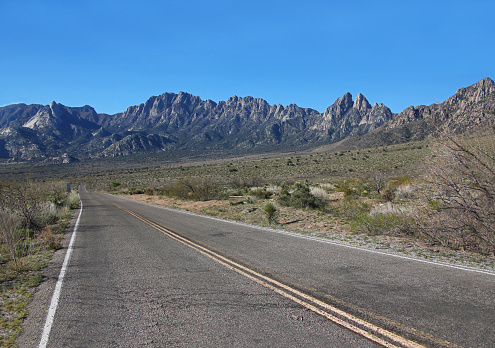 The Organ Mountains as seen from the paved road near Augustin Pass in New Mexico.