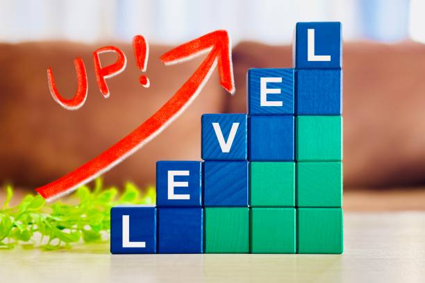 level up - スキルアップやじるし ストックフォトと画像
