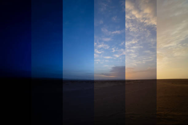 A sliced time lapse photography of sunrise sahara desert in Morocco wide shot A dawn of desert at Mhamid el Ghizlane in Morocco wide shot. High quality photo. Zagora district Mhamid el Ghizlane Morocco 03.06.2024 Here is a desert area in Morocco. sequential series stock pictures, royalty-free photos & images
