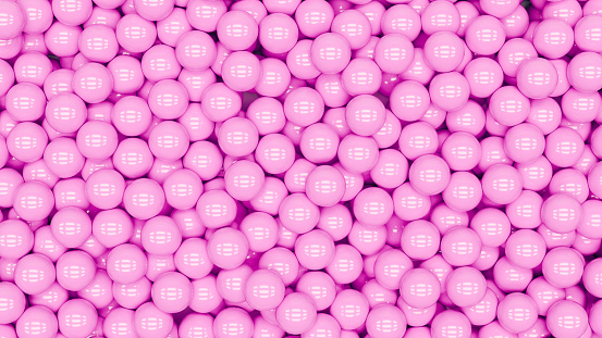 Pink candy spheres gobstopper gumball shiny marbles cheerful gender reveal background 3d illustration render digital rendering