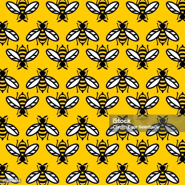 Pattern Bee Bee Stylization Repeating Bee Pattern Stock Illustration ...