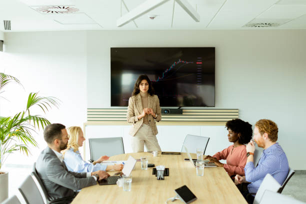 istock Insightful market analysis presentation by a professional at a modern conference room 2150919491