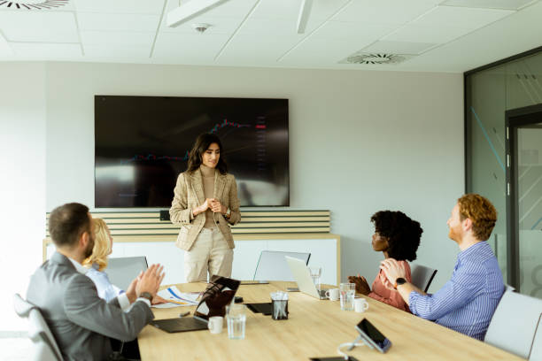 istock Insightful market analysis presentation by a professional at a modern conference room 2150919494
