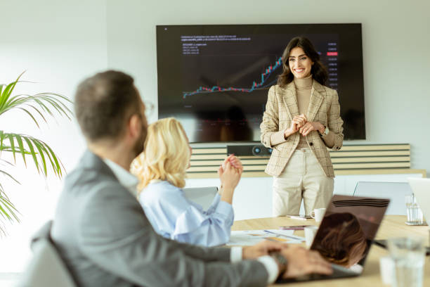 istock Insightful market analysis presentation by a professional at a modern conference room 2150920216