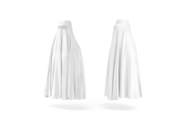 istock Blank white muslim female burqa mockup, back side view 2150920677