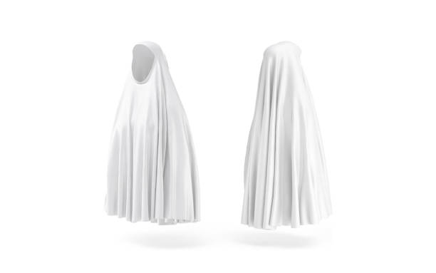 istock Blank white female chador mockup, back side view 2150921555