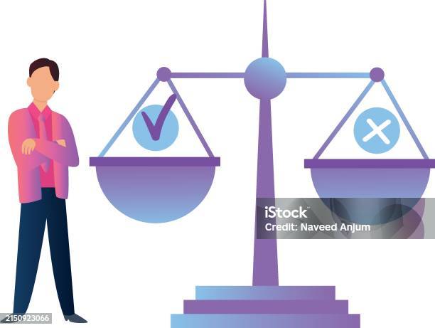 Balance Rith Left The Boy Balances Right And Wrong Stock Illustration - Download Image ...