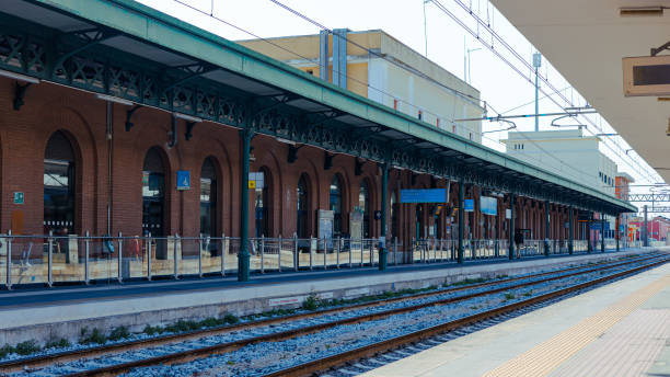 istock Public accessible platforms at Brindisi train station, Platform and train track visible on this quite empty train station in early morning 2150923945