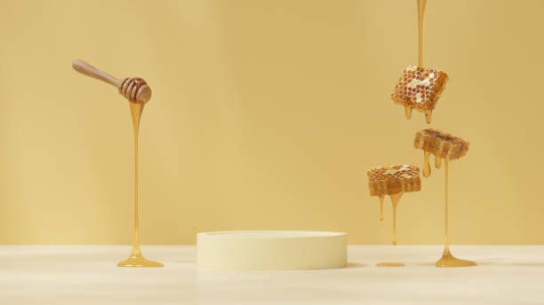 istock 3D background display stand with honeycomb are on podium for product presentation 2150927643