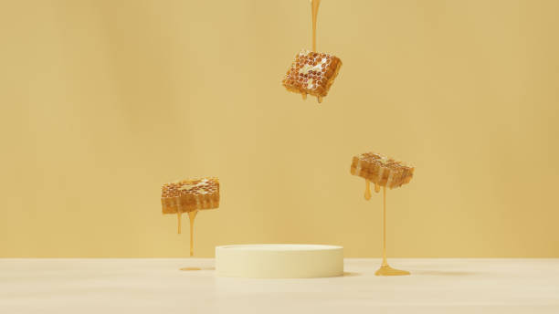 istock 3D background display stand with honeycomb are on podium for product presentation 2150927653