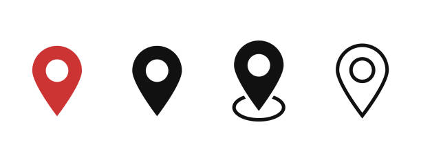 Location icon set, Map pin place marker. location pointer icon symbol in flat style. Location pin line icon, Navigation sign Location icon set, Map pin place marker. location pointer icon symbol in flat style. Location pin line icon, Navigation sign geo locator stock illustrations