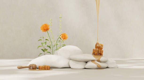 istock Honeycomb background product podium display 3d stand 2150928831