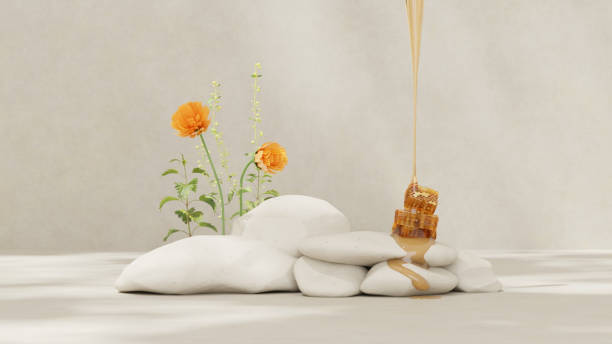 istock Honeycomb background product podium display 3d stand 2150928832