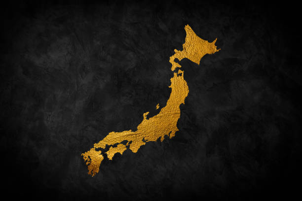 Golden sign. Gold maps or symbols. Isolated textured golden logo on dark background.