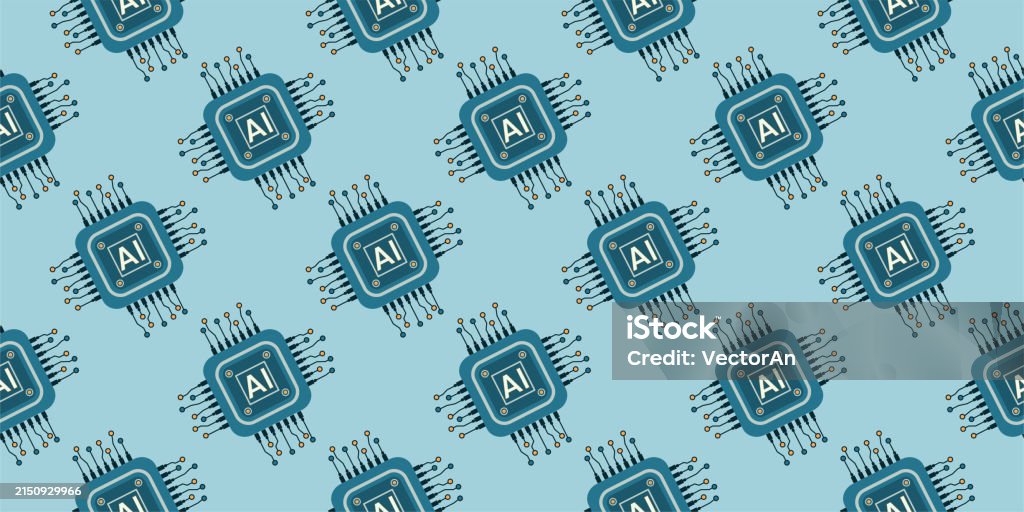 Vector Computer Electronic Chip Ai Seamless Pattern Silhouette ...