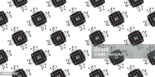 Computer Chip Border Pattern Design Vector Computer Electronic Chip Black Shapes Ai Seamless Pattern ...