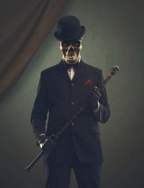 istock Scary character with skull head portrait 2150930057