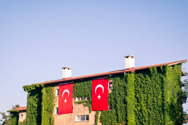 A sustainable green environment and Turkish flag buildings