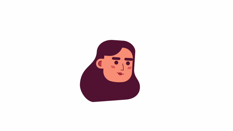 Wavy long hair woman 2D avatar icon animation