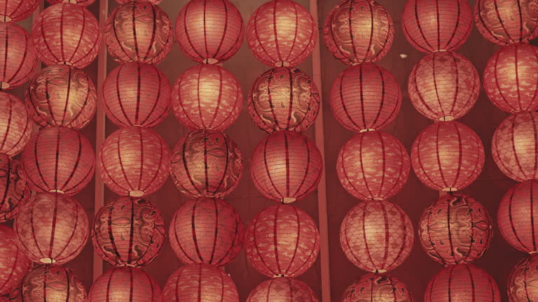 Group of Chinese lanterns decorated for Chinese New Year