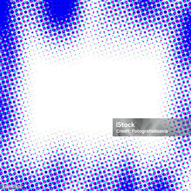 Blue Pattern Frame Blue Half Tone Pattern Frame Stock Illustration - Download Image Now ...