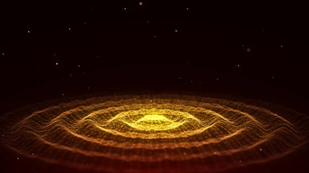 istock Futuristic wave. Dark cyberspace. Abstract music sound wave with dots. White moving particles on a black background. 3d rendering. 2150940413