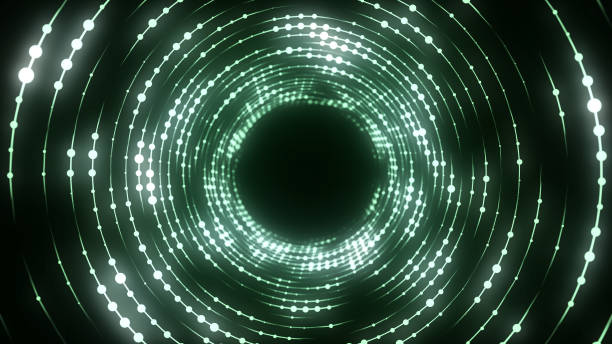 istock Abstract wireframe tunnel. Wormhole. 3D portal grid. Futuristic fantasy funnel. 3d rendering. 2150940642