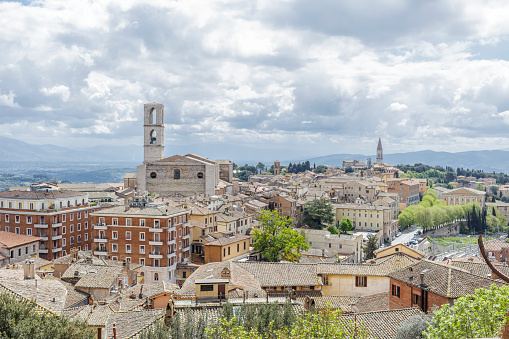 View over the Sasso Barisano from Piazza Duomo in the old town of Matera in Basilicata in southern Italy