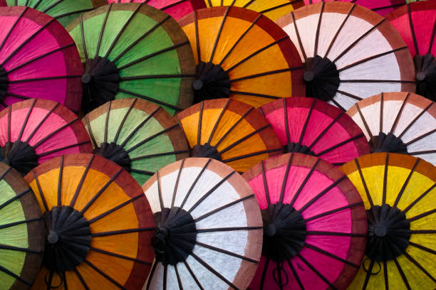 istock In Luang Prabang, Aligned Umbrella Dominates the Market in Style 2150946390