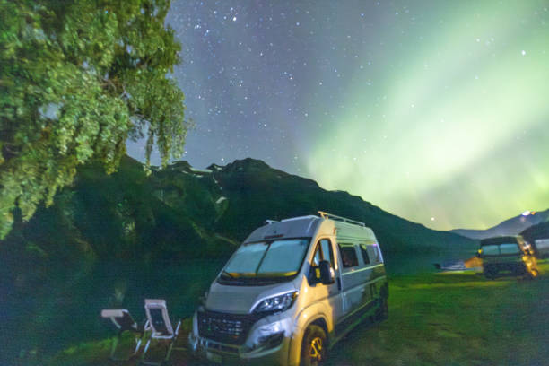 istock Starlit Campervan Under the Northern Lights 2150946429