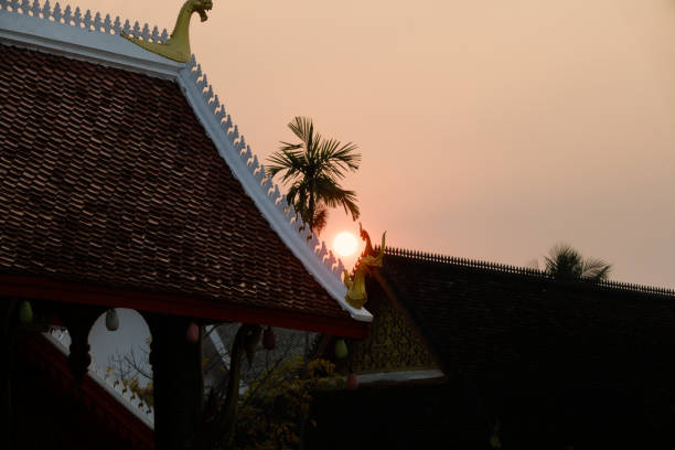 magnificent sunset above the temples of Luang Prabang