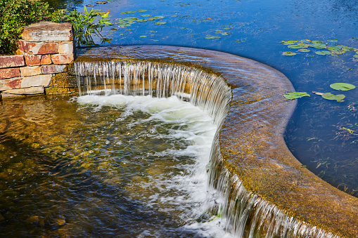 Serene Waterfall at Botanic Gardens, Elkhart Indiana - A Calming Oasis in the Heart of the City
