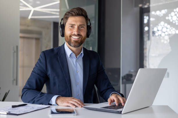istock Professional businessman working at a modern office desk 2150950439